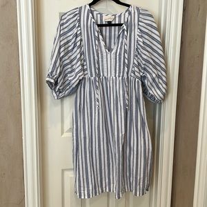 Blue and white striped dress